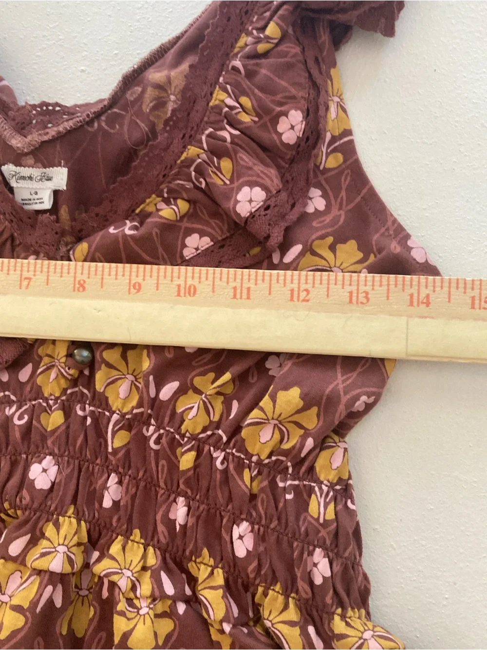 Kimchi Blue Ariel Ruffle Tank Top Brown Floral Boho Blouse Urban Outfitters L - Picture 6 of 16
